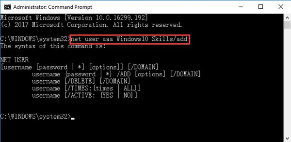 copy and paste net user newusername add in command prompt