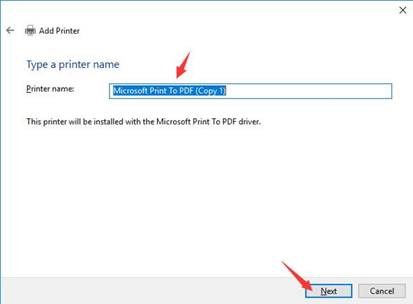 enter a printer name