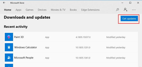 get updates for windows stores apps