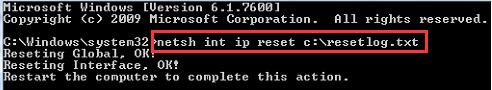 reset tcp ip in command prompt