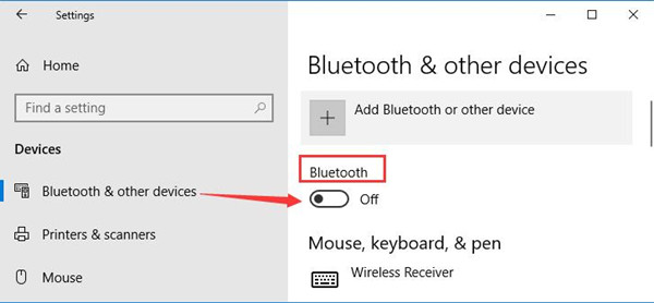 turn off bluetooth windows 10