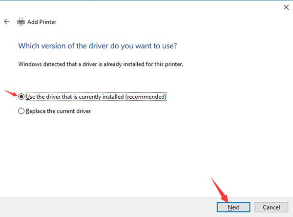 use the driver that is currently installed
