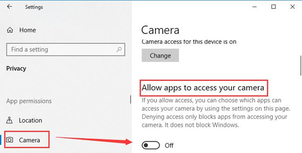 camera in use by another application windows 10