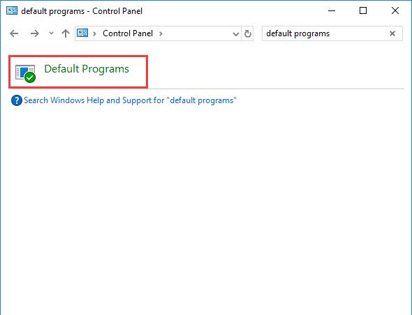 default programs in control panel