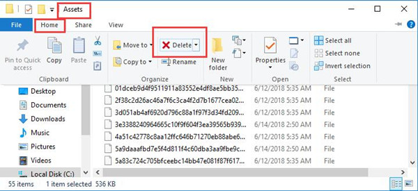 delete assets folder files