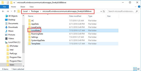 windows live mail storage folders missing