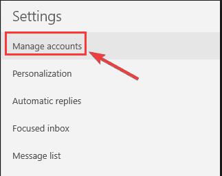 manage account in mail settings