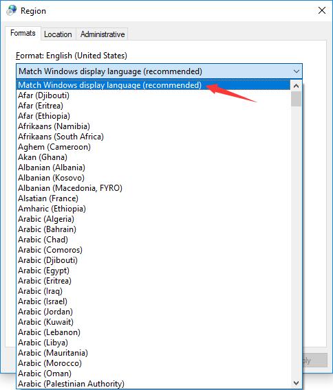 match windows display language