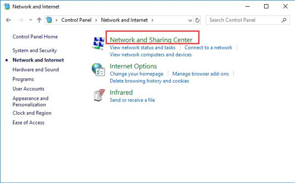 network sharing center