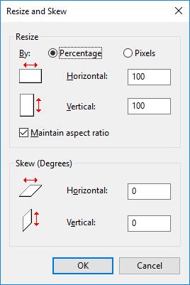 resize skew percentage