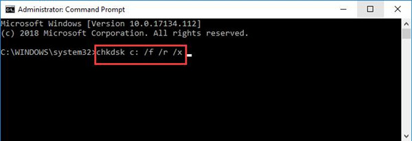 run chkdsk in command prompt
