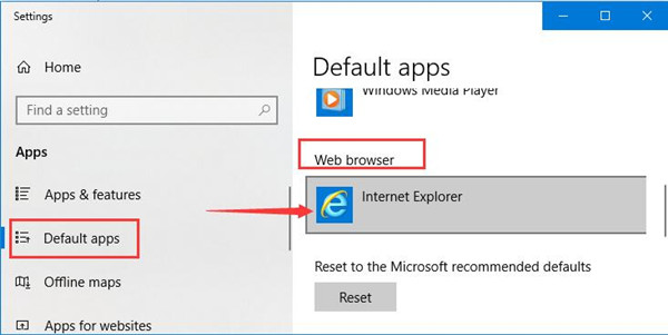 set internet explorer as default web browser