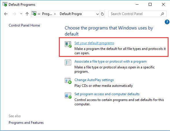 how to change default program windows 10