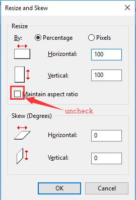 uncheck maintain aspect ratio