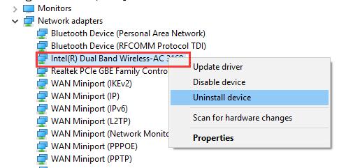 uninstall wireless driver
