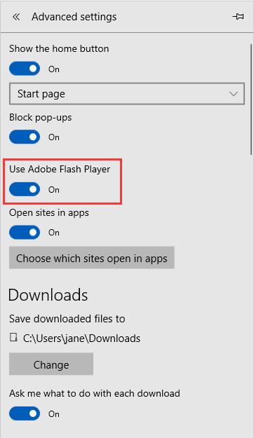 use adobe flash player in microsoft edge