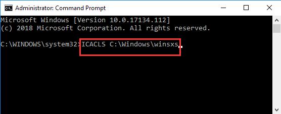 icaicls windows winsxs in command prompt