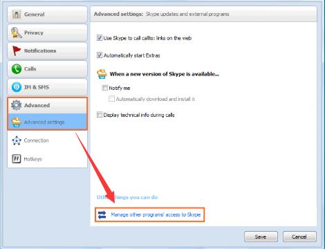 manage other access to skype