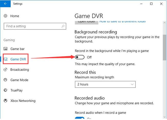 how to turn off windows game dvr