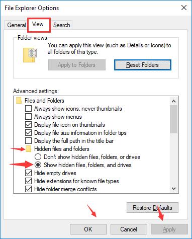 show hidden files folders drives