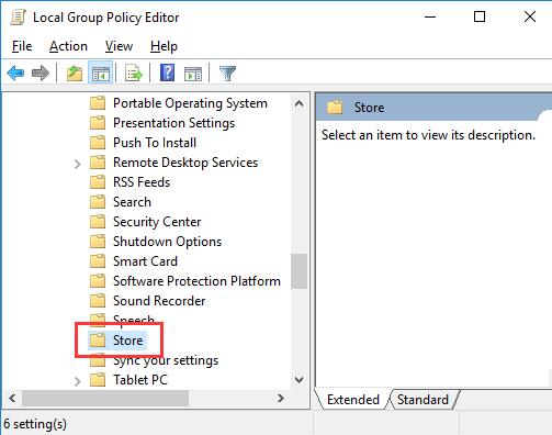windows store in group policy