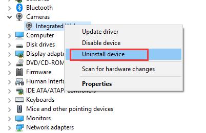 uninstall camera driver