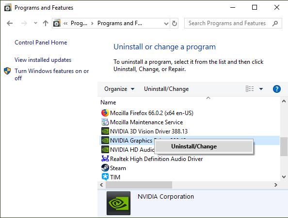 uninstalled graphics card from device manager