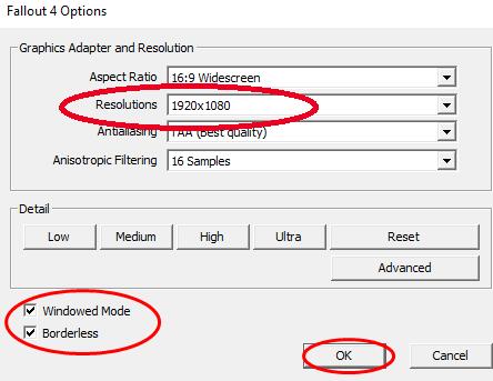 windowed mode and borderless in fallout