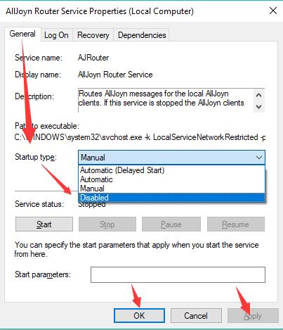 disable alljoyn router service