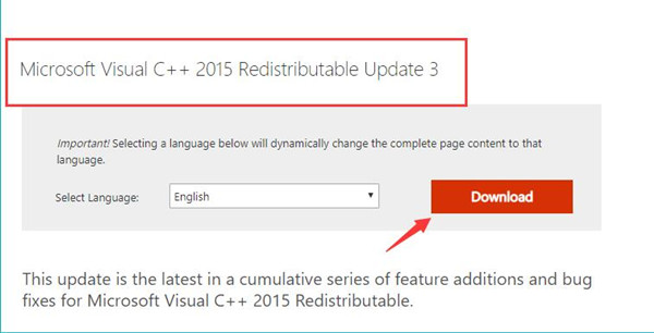 download microsoft visual C++ 2015 redistributable