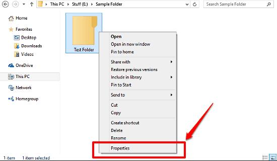 folder properties