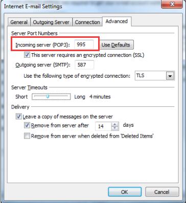 incoming server pop3 995