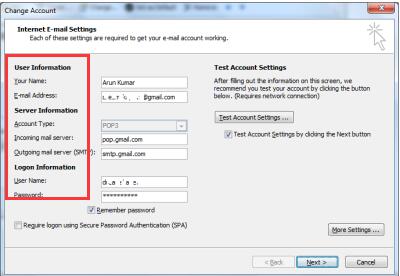 how to set up gmail account in outlook 2013 using pop3