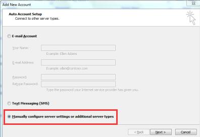 manually configure server settings or additional server types