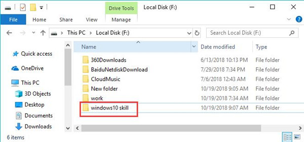 windows 10 skill folder