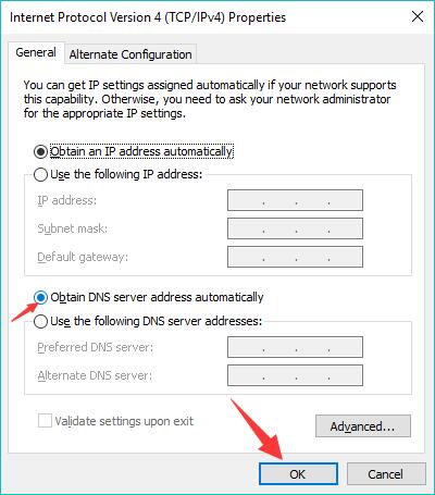 obtain dns server address automatically