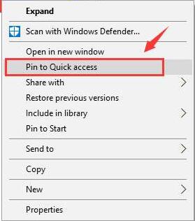 add a folder to quick access