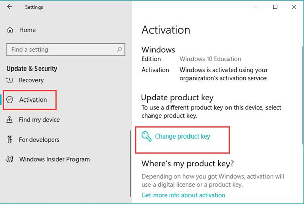 change product key