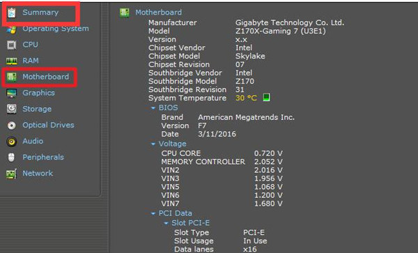 check motherboard using speccy