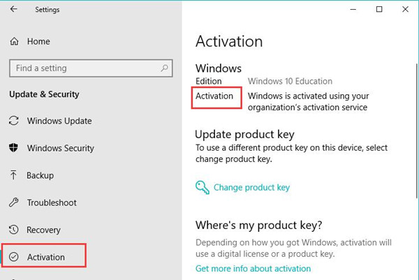 check to see if windows 10 is activated