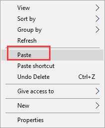 paste desktop folders