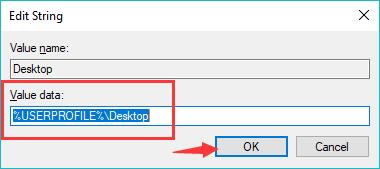 userprofile desktop in registry editor