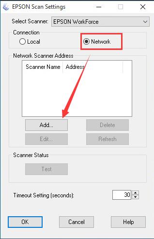 add epson scan to network