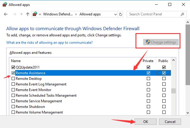 enable remote assistance in firewall