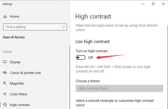 turn off high contrast