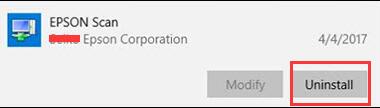 uninstall epson scan