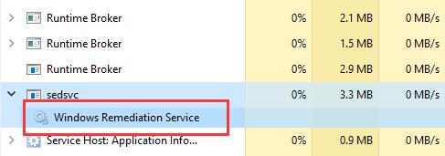 windows remediation service under sedsvc