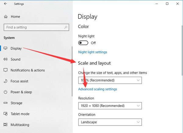 advanced scaling settings