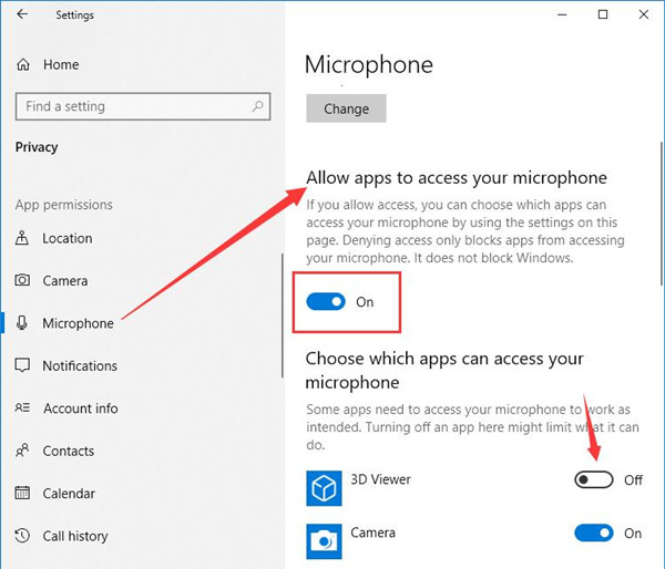 allow apps access your microphone