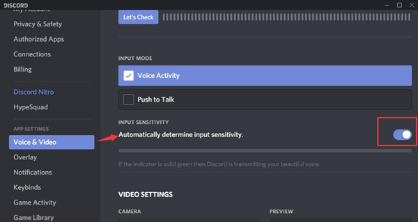 automatically determine input sensetivity